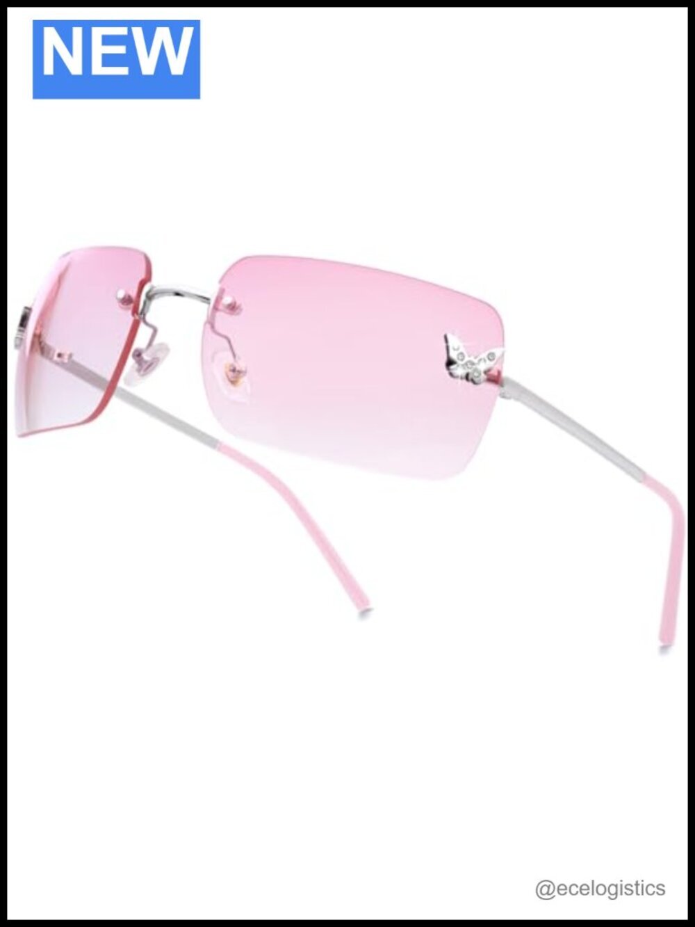 Y2K Rimless Rectangle Sunglasses UV400 Protection Frameless Tinted Lens